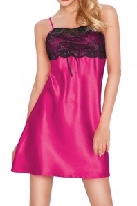 Lace overlay satin babydoll natkjole 